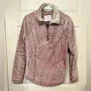 Sherpa Long Sleeve Cranberry/dark Pink Top Size Small